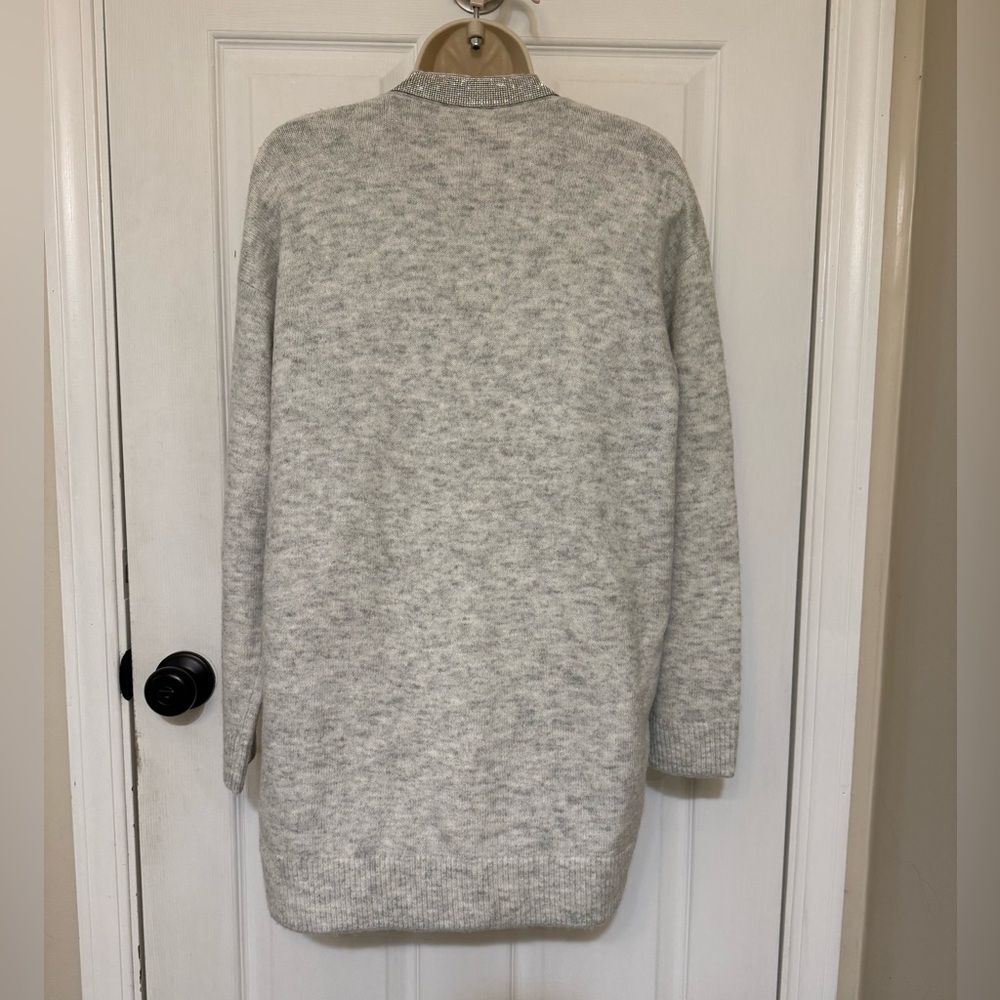 Vince Camuto Gray Sparkle Trim Open Front Cardigan XS - Picture 3 of 4